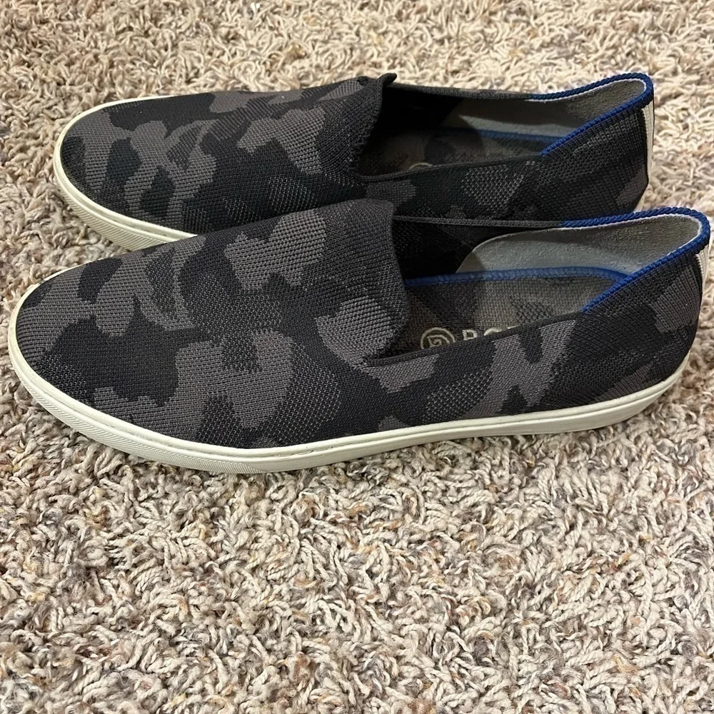 Rothy’s Retired The Original Slip On Sneaker Black Grey Camo Sz 9.5